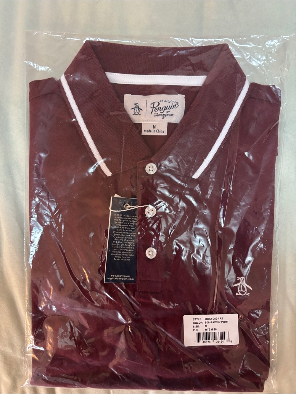 Penguin Men’s Short sleeve polo shirt, M, NWT